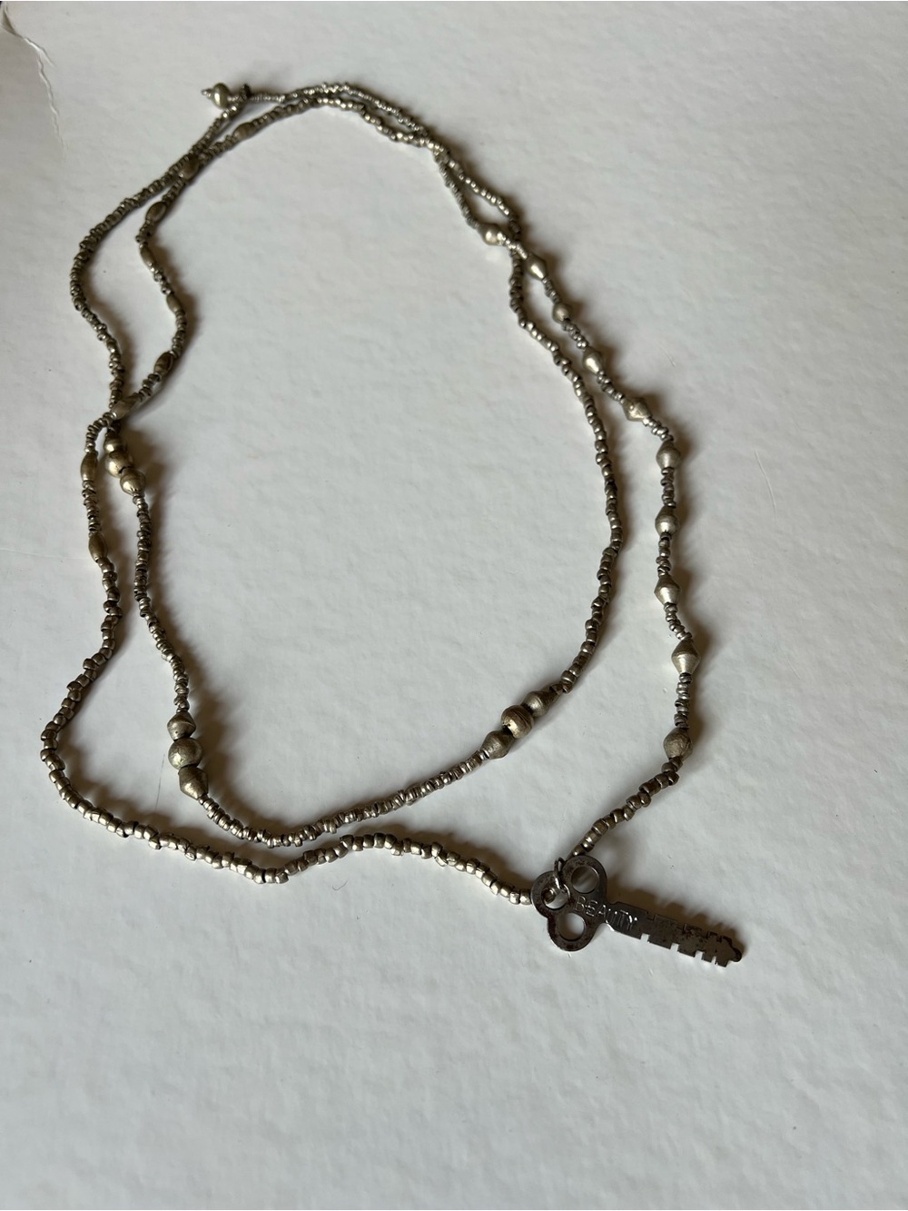 Giving Keys Pendant Necklace with 'BEAUTY' Tag - Silver Tone